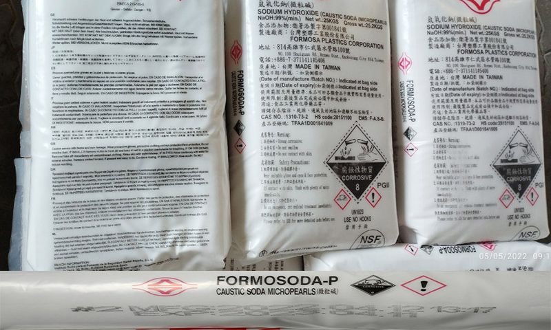 NaOH Đài Loan được đóng bao 25kg