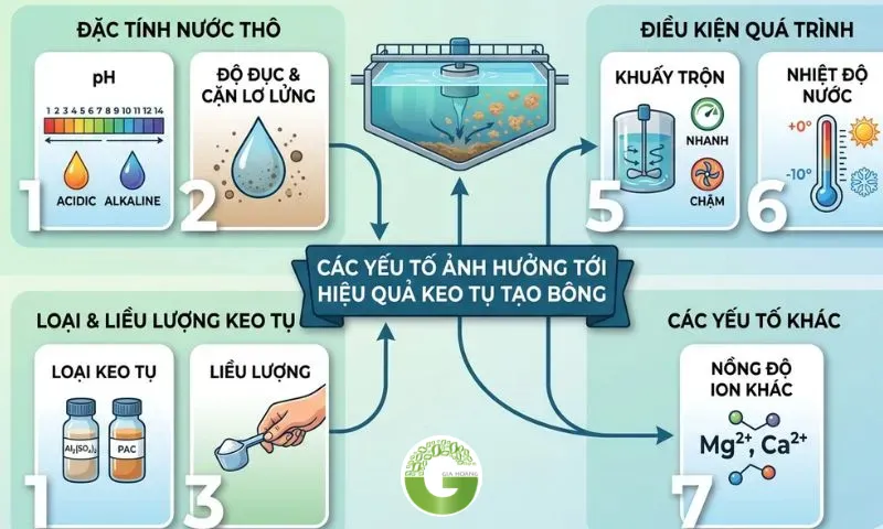 Có nhiều yếu tố ảnh hưởng tới hiệu suất làm sạch của nước