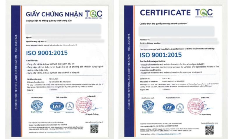 Gia Hoàng có giấy tờ chứng nhận chất lượng sản phẩm