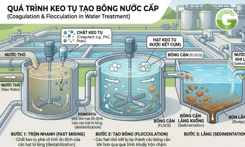 Keo tụ tạo bông trong xử lý nước cấp là giải pháp đơn giản và hiệu quả