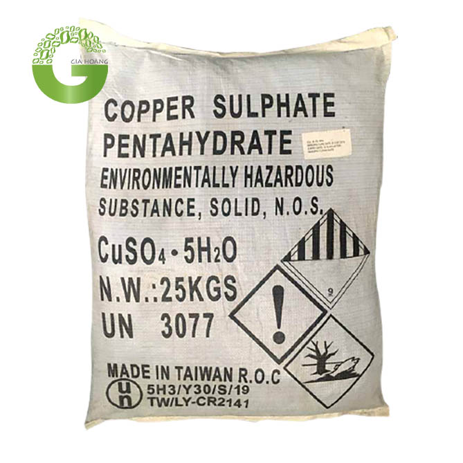 CuSO4.5H2O - Copper Sulphate Pentahydrate 24.5%, Đài Loan, 25kg/bao.